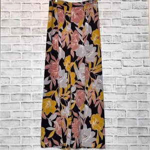 Lulus size M Floral beach style pants open sides - Black, Pink,‎ Yellow wide leg